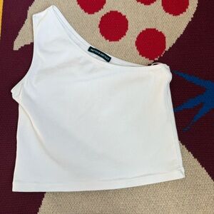 Brandy Melville white one shoulder crop top